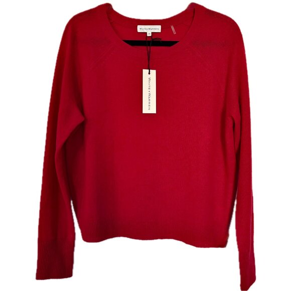 White & Warren Cashmere Essential Crewneck Cashmere Sweater True Red Womens XS - Picture 10 of 10